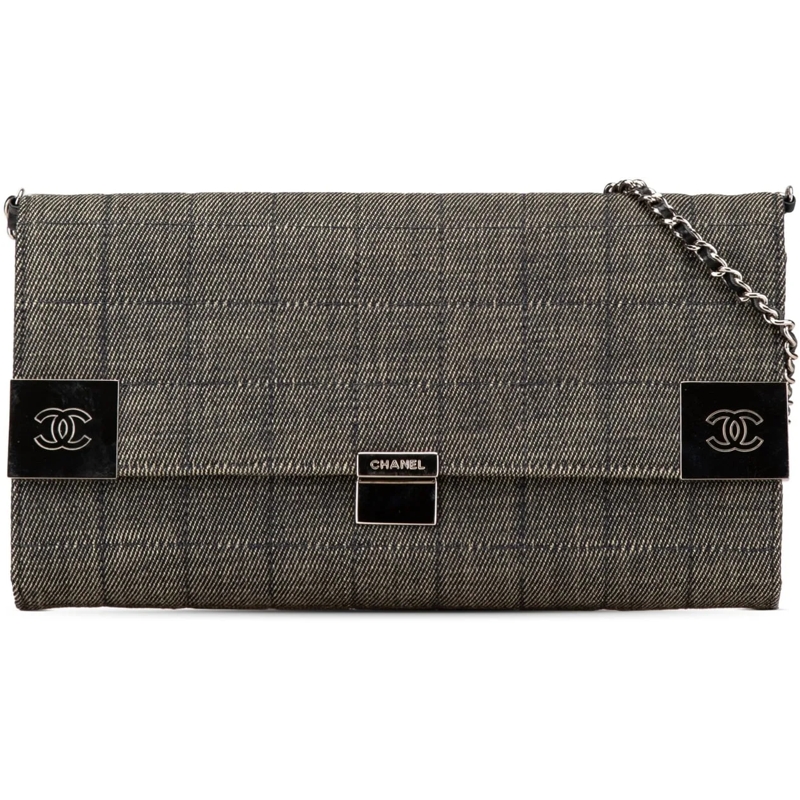 Chanel Sac à bandoulière CC Choco Bar Denim Chain Flap grau