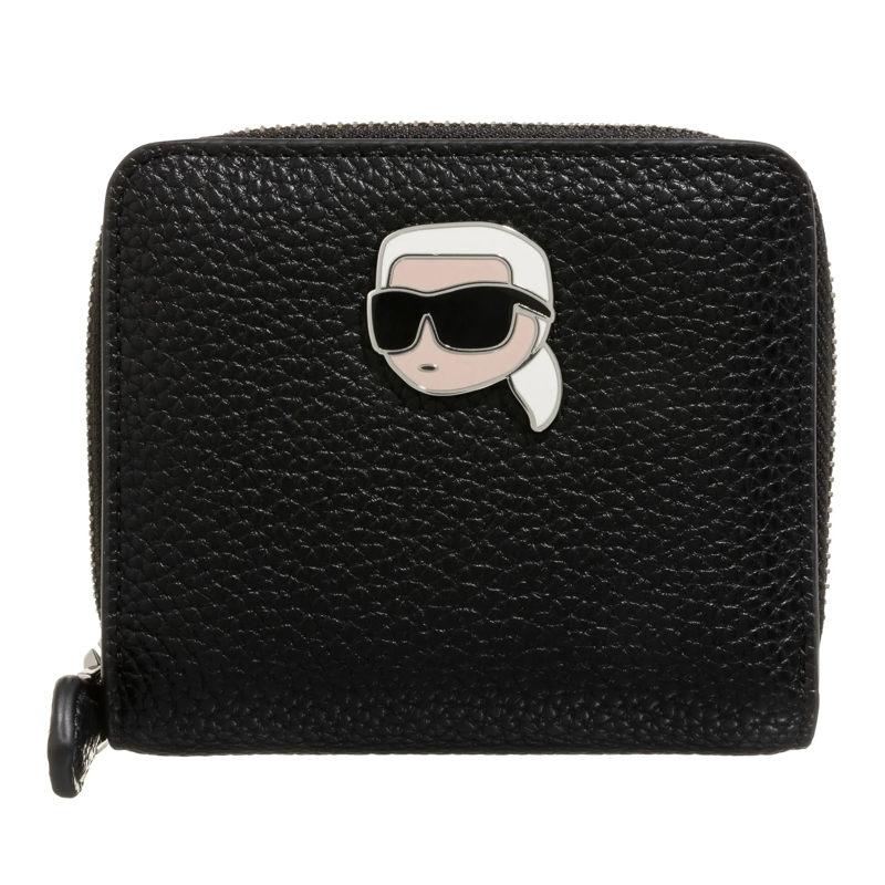 Karl Lagerfeld Portemonnaie mit Zip-Around-Reißverschluss Ikon Pebble Md Bifold Wllt Black