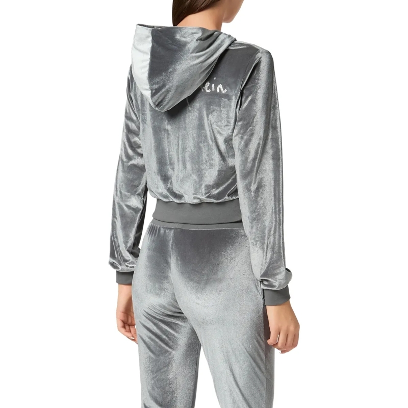 Philipp Plein Daunenjacke Sweatjacke Mit Kapuze Signature Mit Schmucksteinen grau(Image 2)