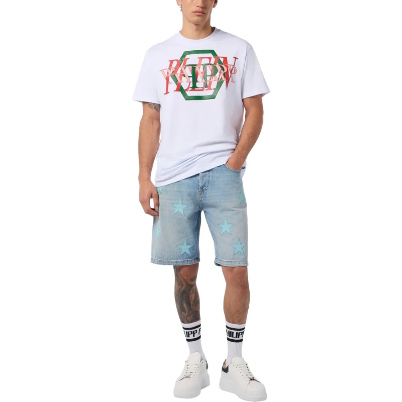 Philipp Plein T-Shirt Round Neck T-Shirt Logo Hexagon weiss(Image 4)