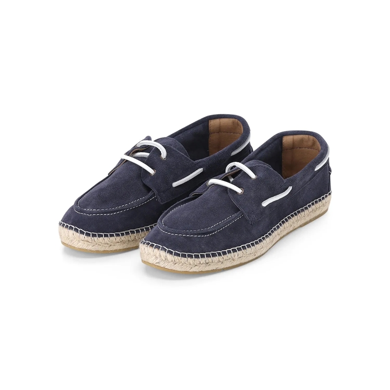 Espadrij l’originale Schnürschuhe Slipper Navire aus Veloursleder blau