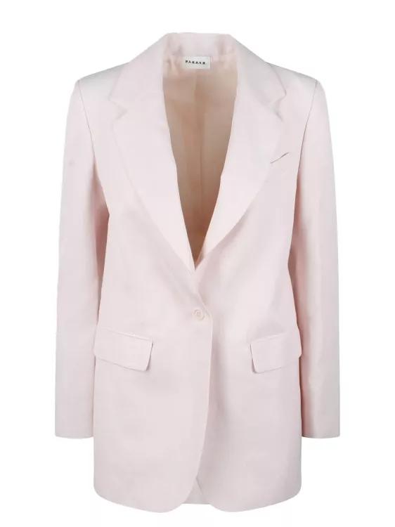 Thumbnail - P.A.R.O.S.H. - Raisa Linen Blend Single-Breasted Blazer - Größe L - pink