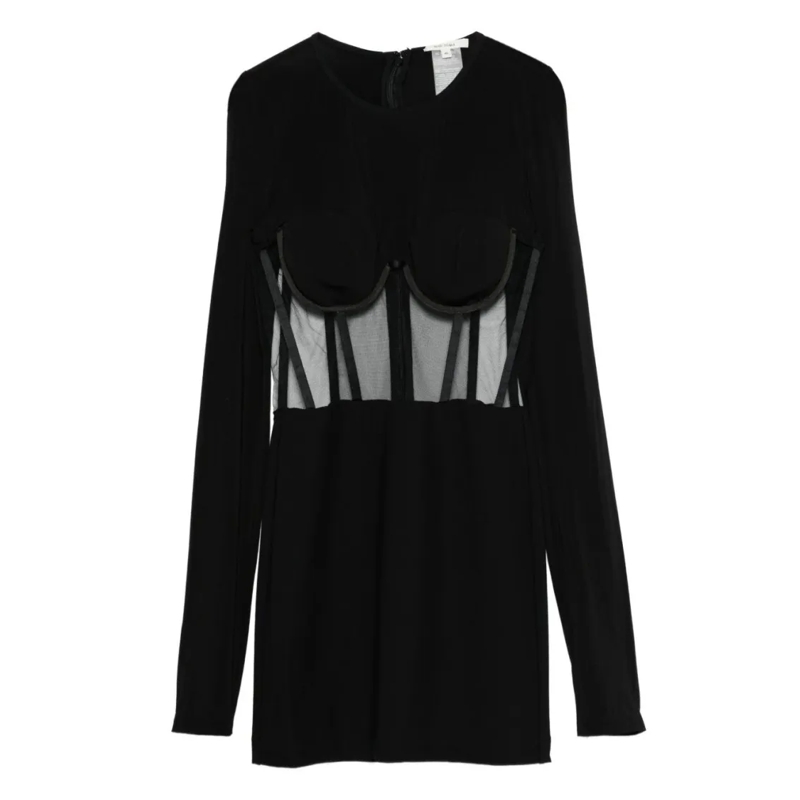 Nensi Dojaka Mini-robe Black Mini Dress With Corset Top Black