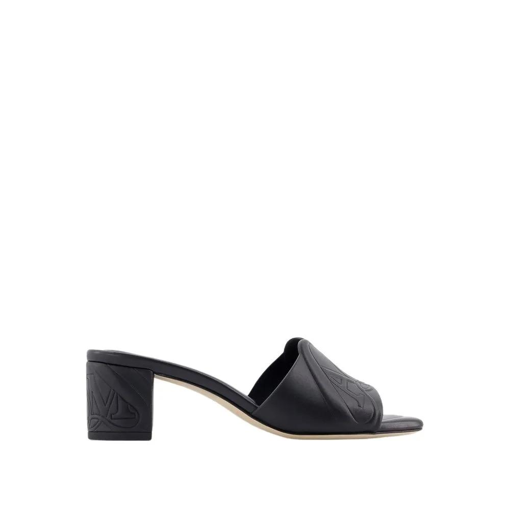 Alexander McQueen Sandalen & Sandaletten - Seal Heeled Sandals - Leather - Black - Gr. 37 (EU) - in Schwarz - für Damen