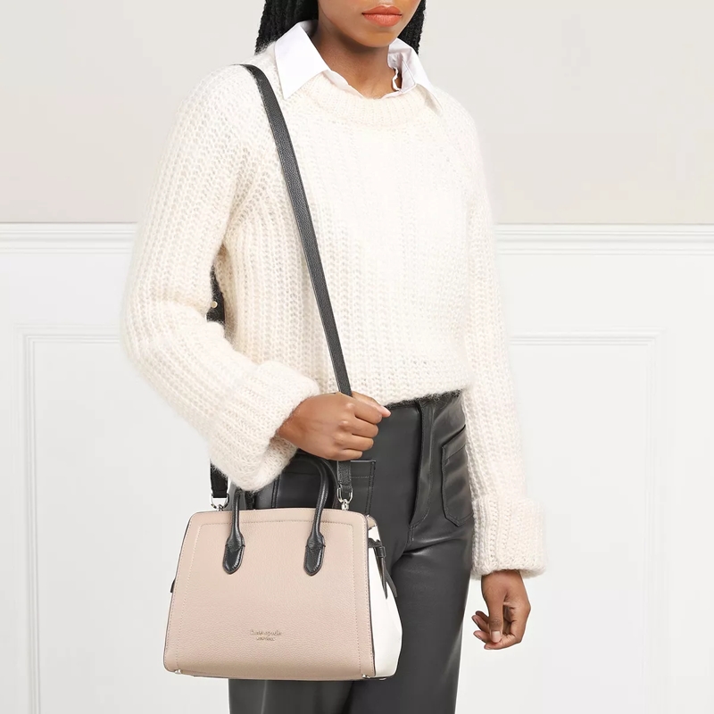 Kate Spade New York Tote Knott Colorblocked Pebbled Leather Medium Satchel Kraft Paper Multi(Image 2)