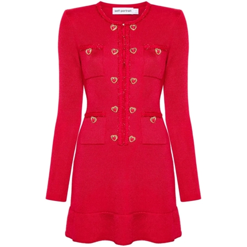 Self Portrait Mini-Kleider Dress With Heart-Shaped Buttons Red