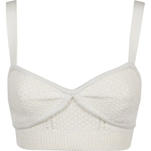 Self Portrait Hauts à manches longues Knit Bralette White weiß