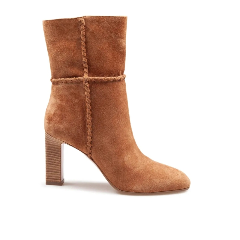 Aquazzura Stiefel Indy 85 Suede Ankle Boot In Camel Brown