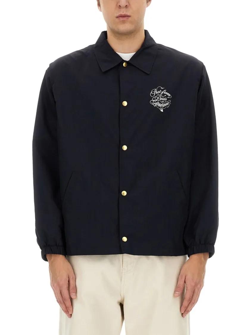 Thumbnail - Drôle De Monsieur - Vignes Slogan Print Jacket - Größe S - blau