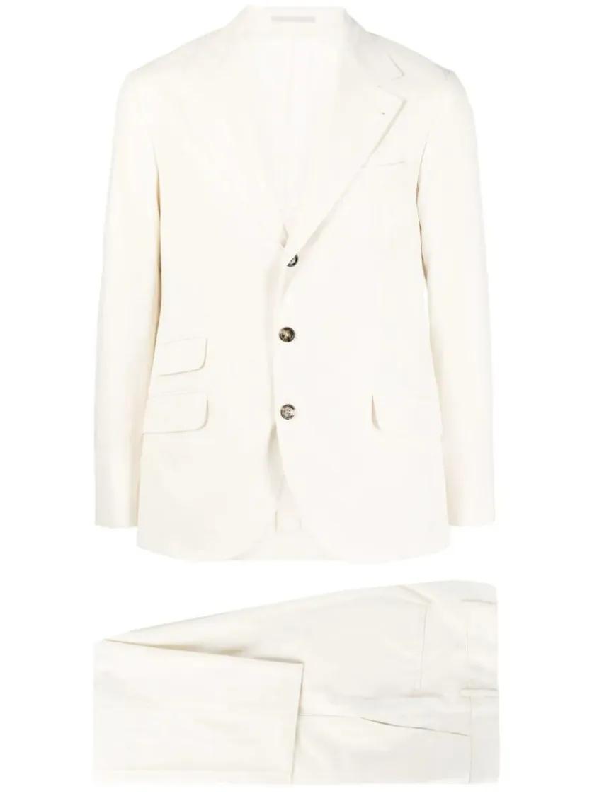 Thumbnail - Brunello Cucinelli - Tailored Slim Fit Men's Suit With Notch Lapels - Größe 52 - beige