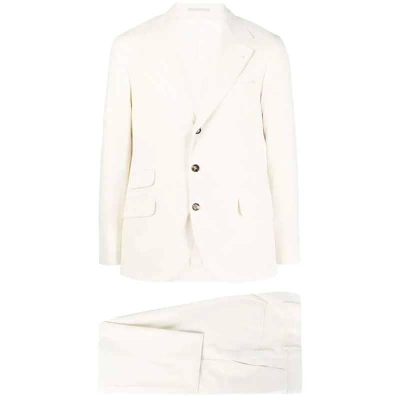 Brunello Cucinelli Anzugkombination Tailored Slim Fit Men's Suit With Notch Lapels Neutrals