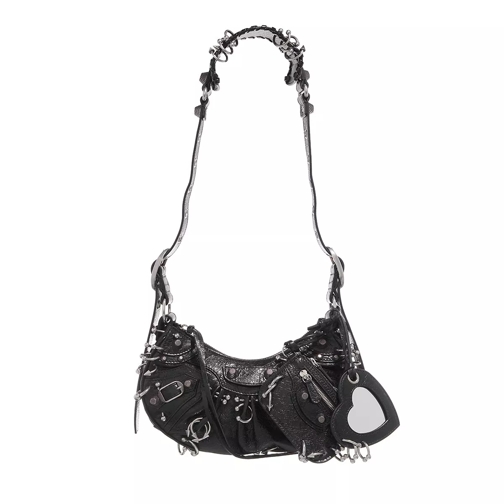 Balenciaga Le Cagole XS Shoulder Bag Black with Aged-Silver Hardware Hobo Bag