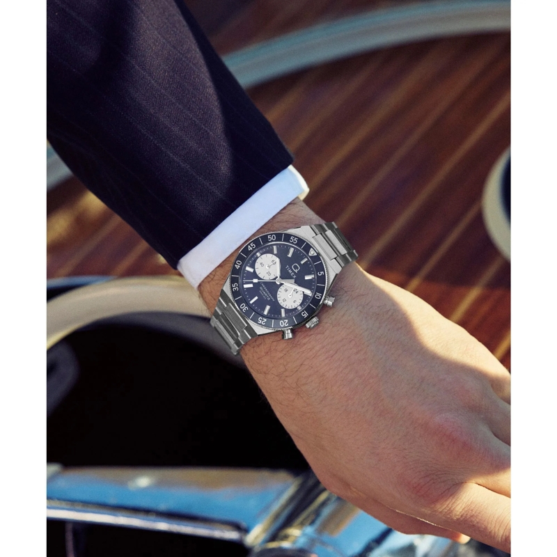 Timex Quarzuhr Quarz-Analoguhr Q Timex Continental Chronograph silber(Image 7)