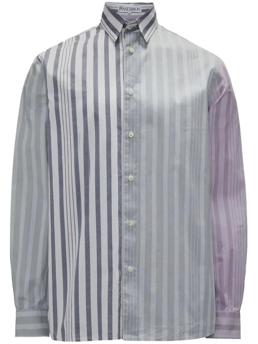 Thumbnail - J.W.Anderson - Panelled Stripe-Print Shirt - Größe 48 - bunt