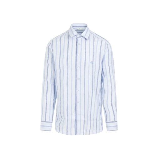 Etro Hemden Roma Striped Linen Shirt Blue