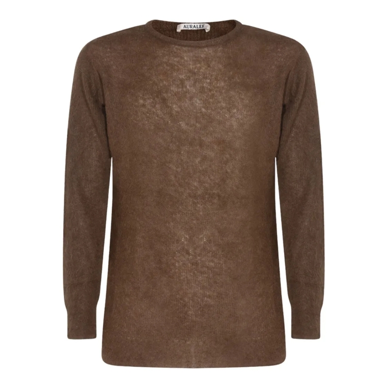 AURALEE Pullover Relaxed Fit Lightweight Knit Sweater Grey