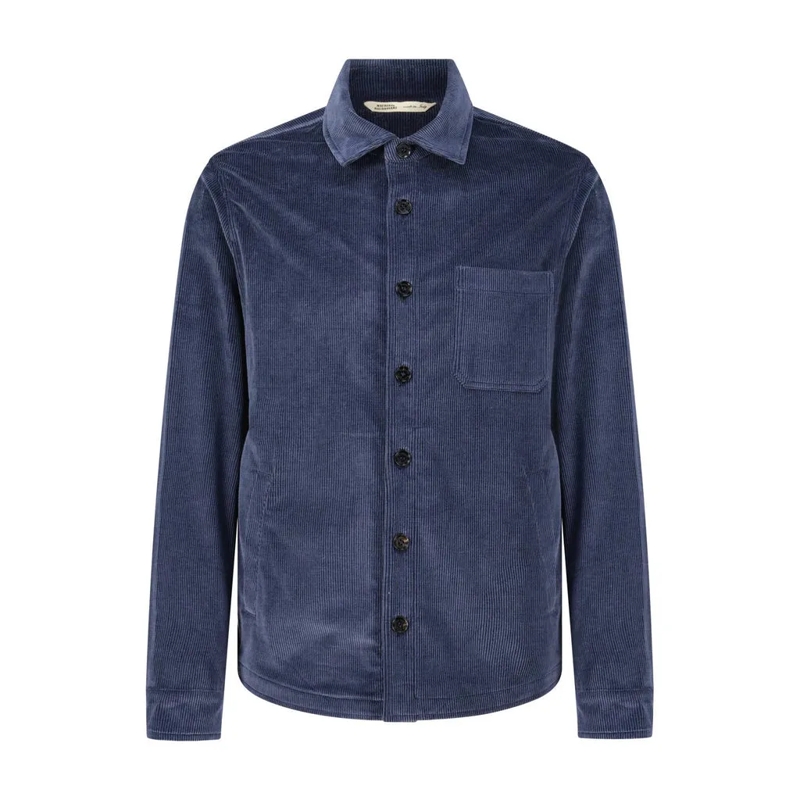 Maurizio Baldassari Veste de transition Hemdjacke aus Cord mit Kaschmir Blau