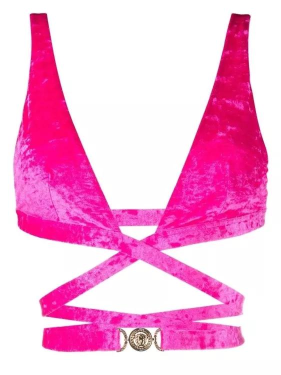 Thumbnail - Versace - Medusa Plaque Triangle Bikini Top - Größe 3 - pink