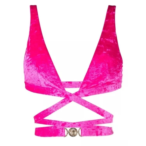 Versace Medusa Plaque Triangle Bikini Top Pink 