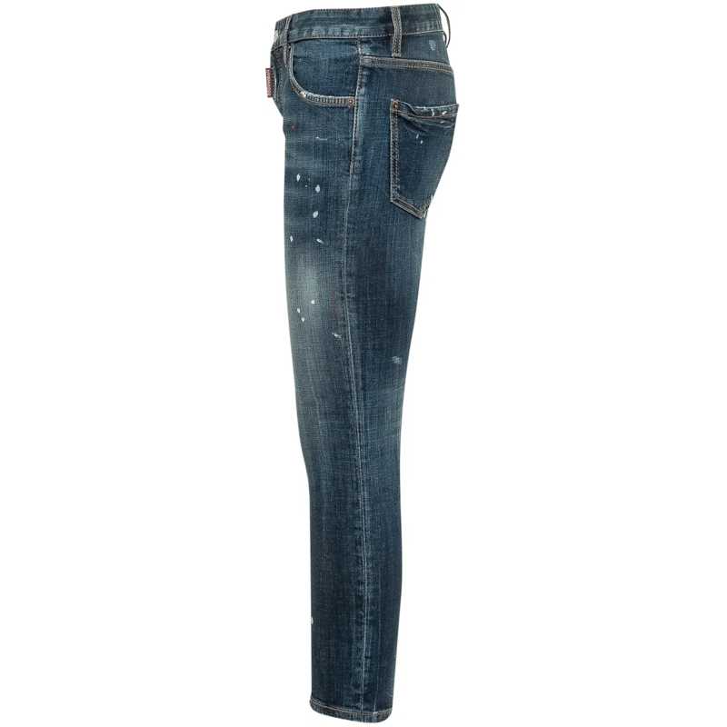 Dsquared2 Tapered-Jeans Jeans Teddy con Effetto Used e Dettagli Destroyed blau(Image 3)