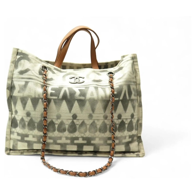 Chanel Tote CHANEL DEAUVILLE ILIAD MM GRAUER CANVAS SHOPPING-T grau