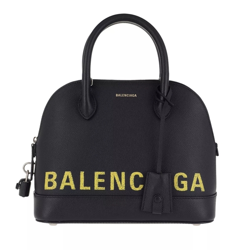 Balenciaga Ville Handle Bag Small Leather Navy/Yellow Rymlig shoppingväska