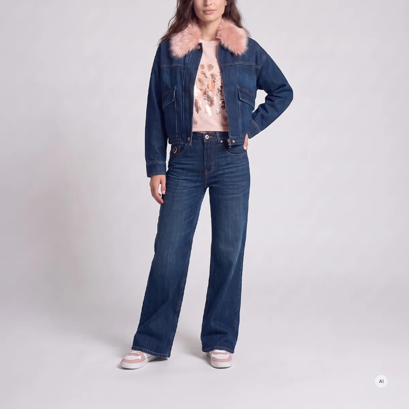 Marc Aurel Wide-Leg-Jeans Jeans- mit spitzer Passennaht- veganes Lederlab blau(Image 2)