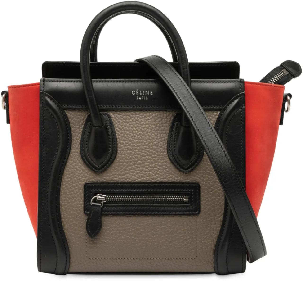 Celine Hobo Bags - Nano Tricolor Nubuck and Drummed Calfskin Luggage - Gr. unisize - in Braun - für Damen
