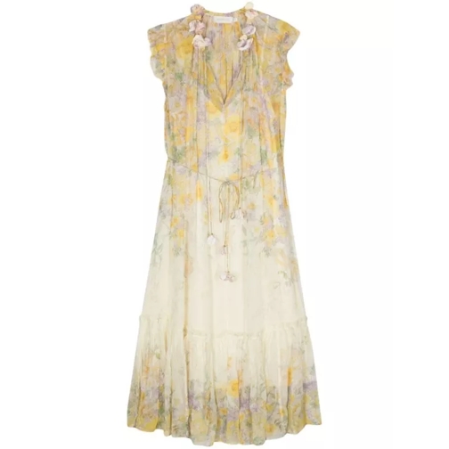 Zimmermann  Harmony Floral-Appliqué Dress Yellow