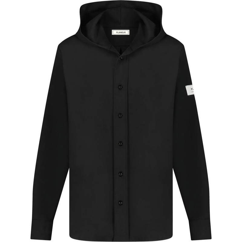 Flâneur Legeres Oberteil Atelier Hooded Shirt | Black schwarz
