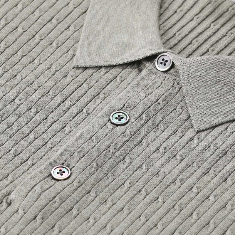 PROFUOMO Polohemd Gestricktes Poloshirt aus Tencel & Seide grün(Image 3)