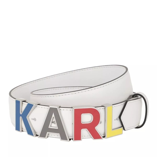 Karl Lagerfeld Karl Metal Letters Belt White Leren Riem