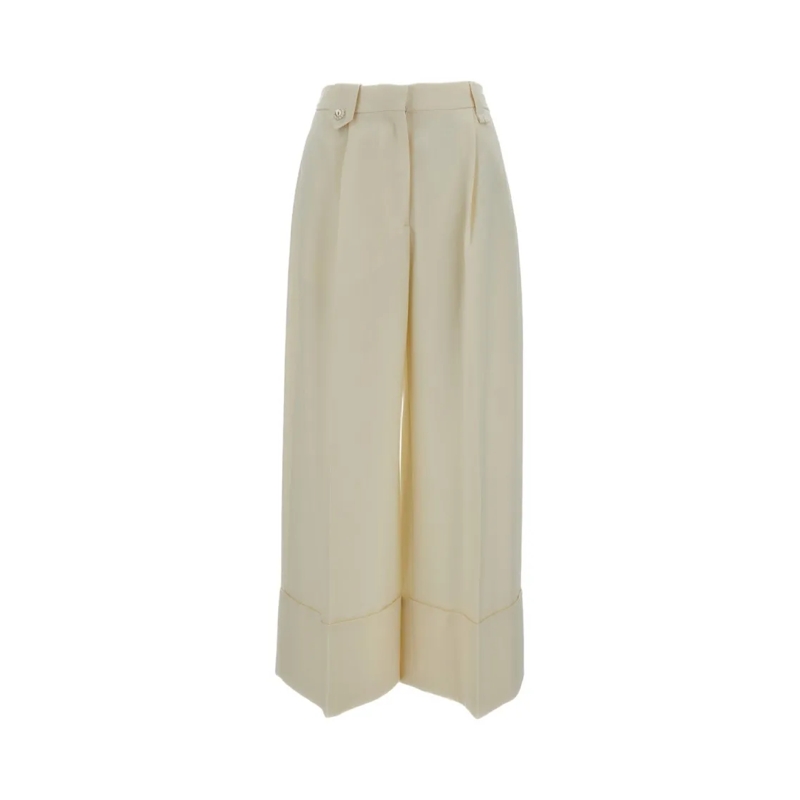 Simone Rocha  Cropped Wide-Leg Trousers With Pearl Daisy Detaili White