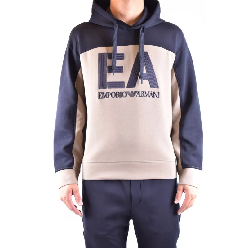 Emporio Armani  Two-Tone Sweatshirt With Embroidered Logo Grey