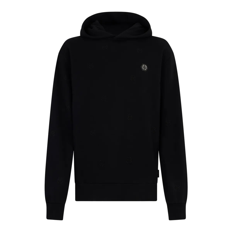 Philipp Plein Top Embroidered Hoodie Sweatshirt Monogram Monogram schwarz