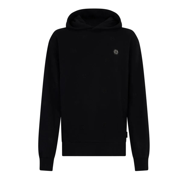 Philipp Plein Sweatshirt Embroidered Hoodie Sweatshirt Monogram Monogram schwarz