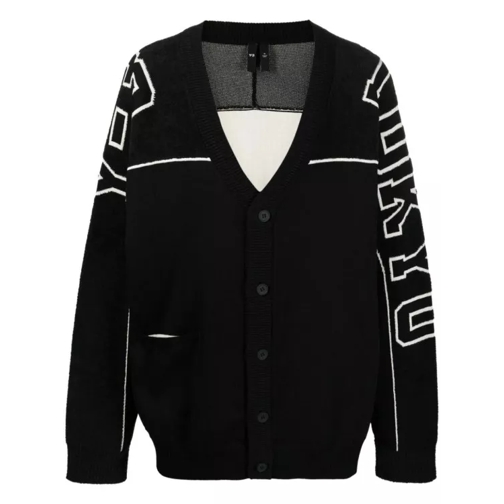 Y-3 Intarsia-Knit Logo V-Neck Knitwear Cardigan Black 