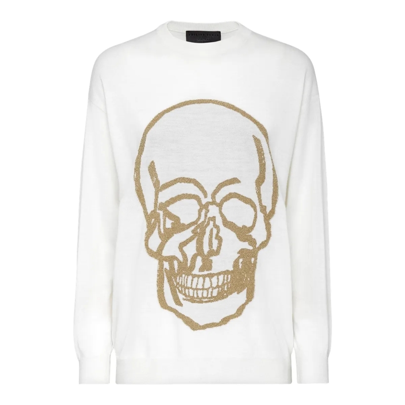 Philipp Plein Sweatshirt Rundhalspullover weiss