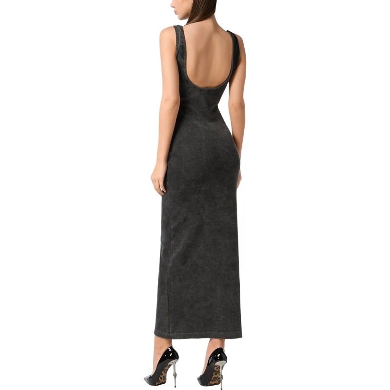 Philipp Plein Maxikleid Langes Tank-Kleid Hexagon Verziert grau(Image 2)