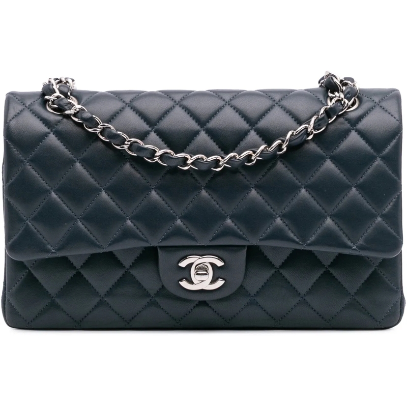 Chanel Sac à bandoulière Medium Classic Lambskin Double Flap blau