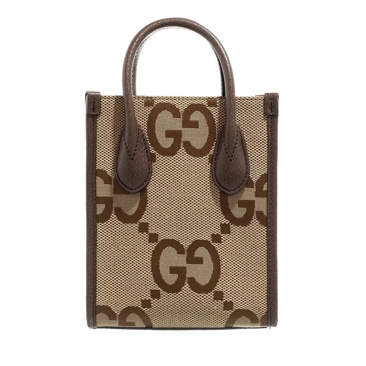 Gucci Mini Shopper Jumbo GG Camel Ebony Tote