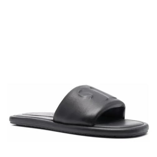 Nanushka Logo-Embossed Leather Sandals Black Slide