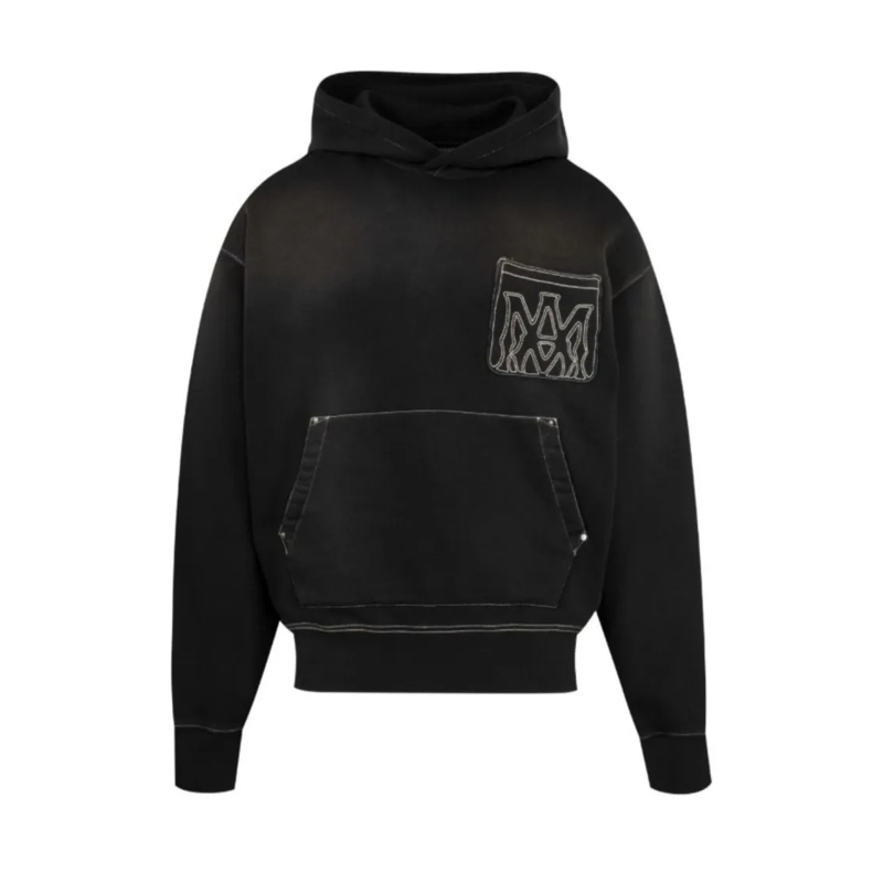 Amiri  Black Outline Oversized Hoodie Black