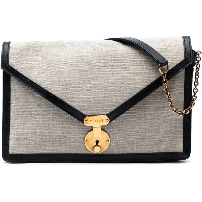 Celine Schultertasche Canvas and Calfskin Crossbody braun