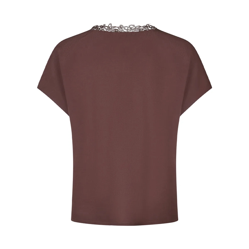 Marc Aurel Bluse Top- Seitenschlitze- überschnittener Arm- kurz braun(Image 5)