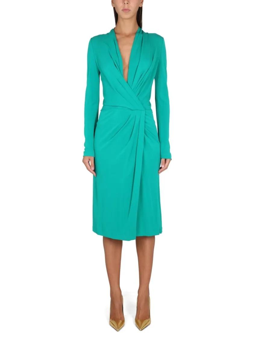 Thumbnail - Alberta Ferretti - V-Neck Dress - Größe 46 - grün