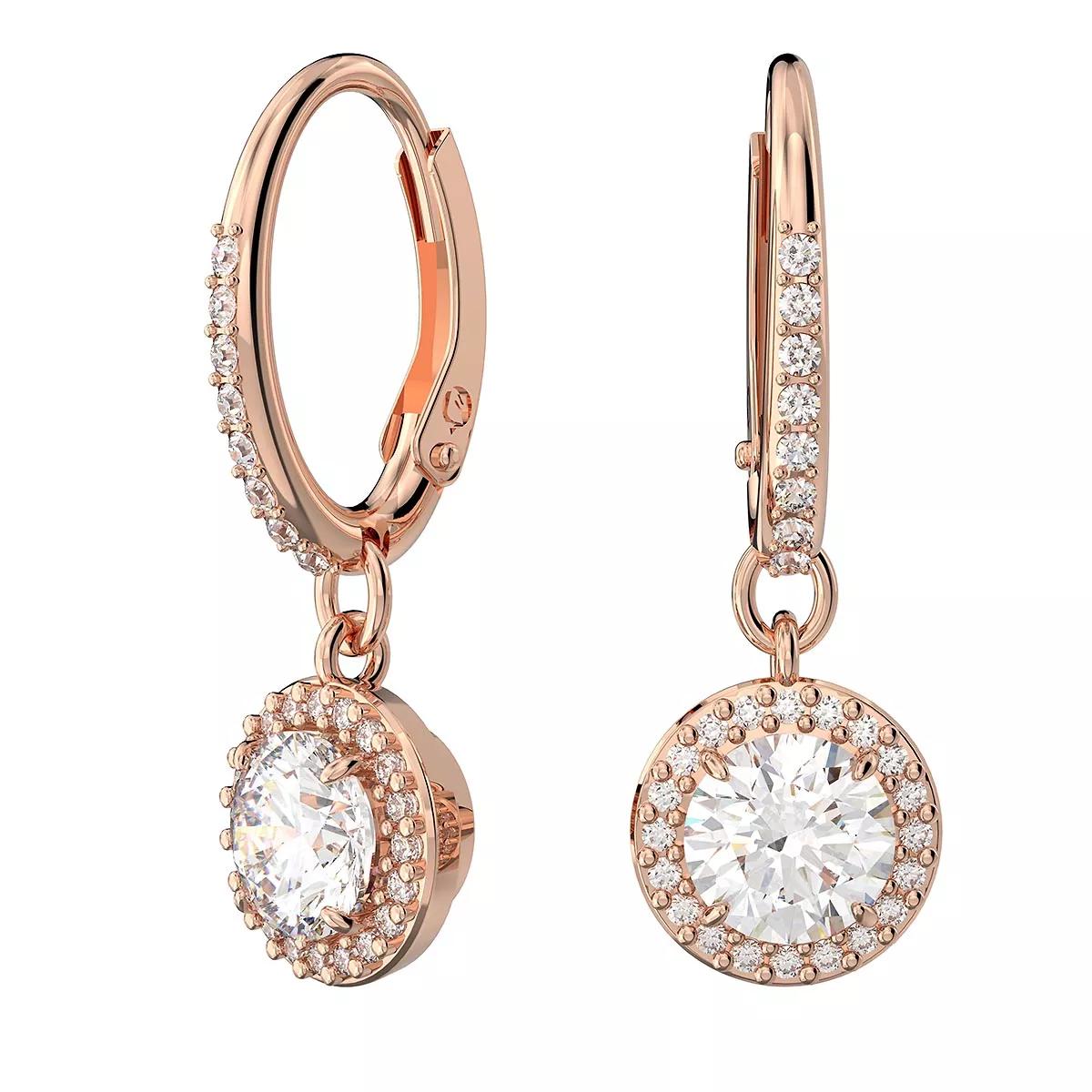 Swarovski Ohrringe - Constella drop Round cut Pavé rose gold - Gr. unisize - in Quarz - für Damen