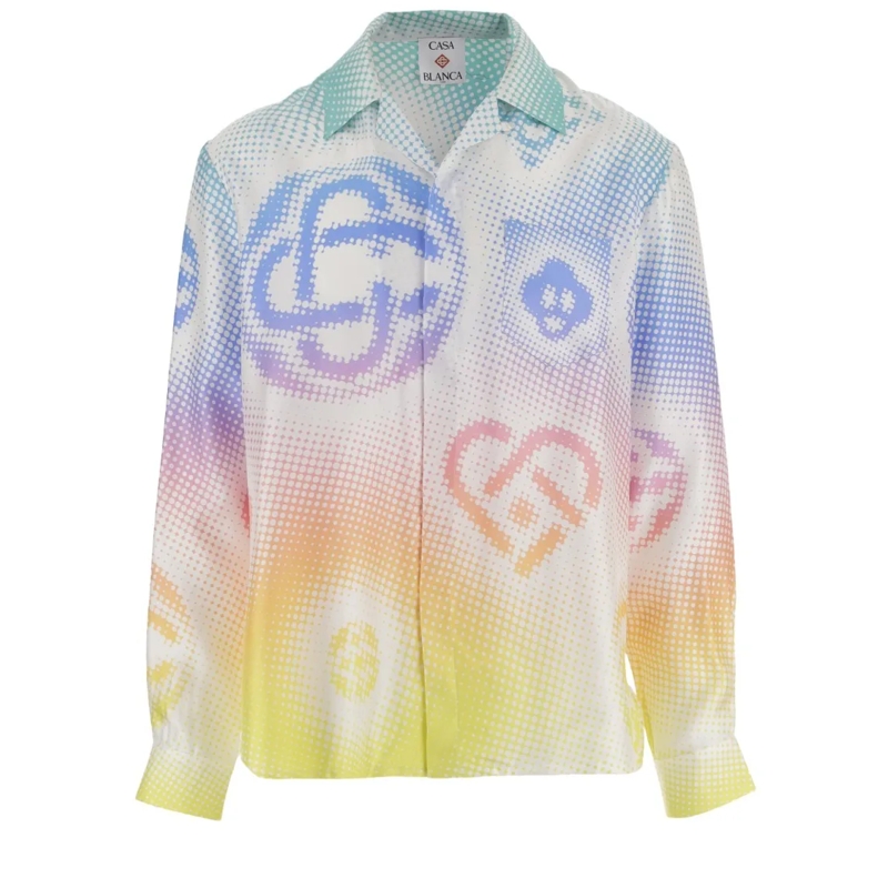 Casablanca Overhemd Silk Graphic Shirt White