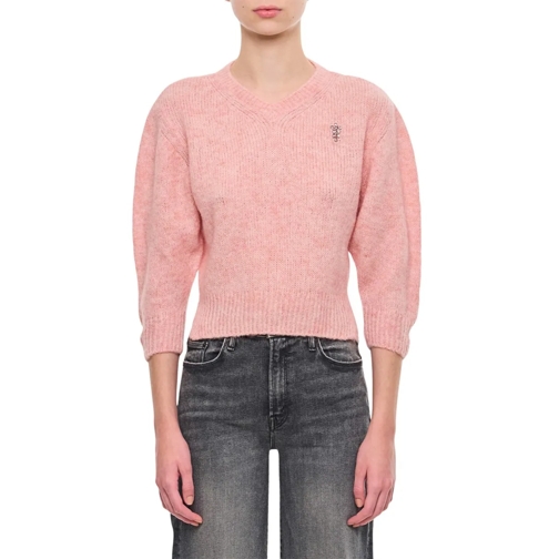 Simone Rocha Trui Cropped V-Neck Alpaca Knit Jumper Pink