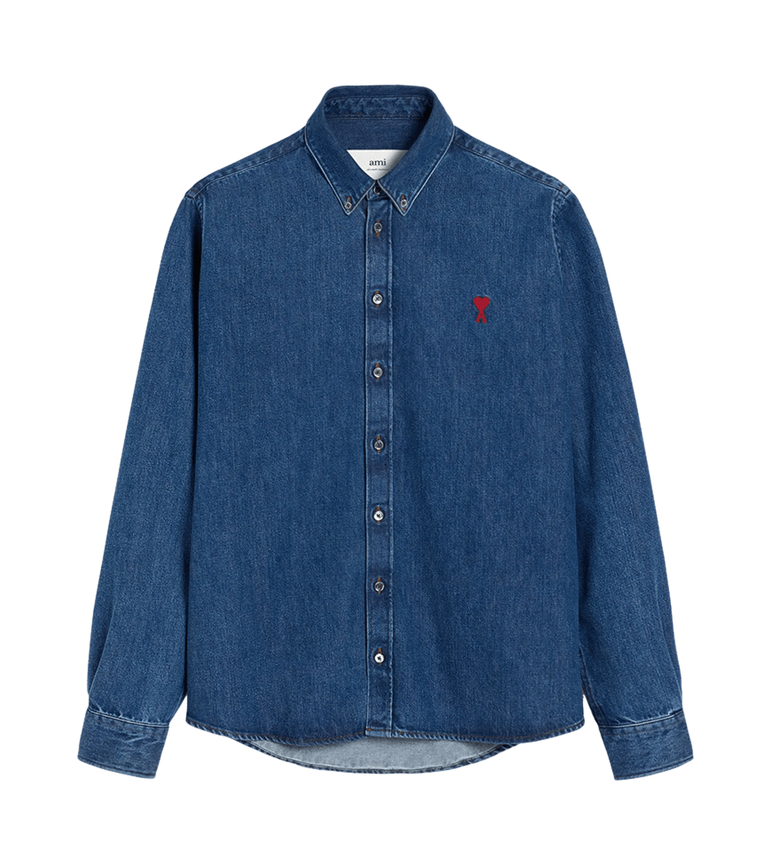 AMI Paris - Button-down-Hemd mit Logo - Größe XXL - blau